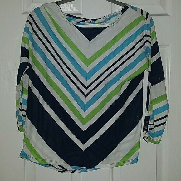 Erin London striped 3/4th length sleeve top. Sz. M - Picture 1 of 3